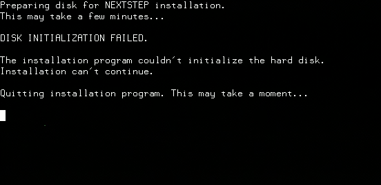disk initialization failed